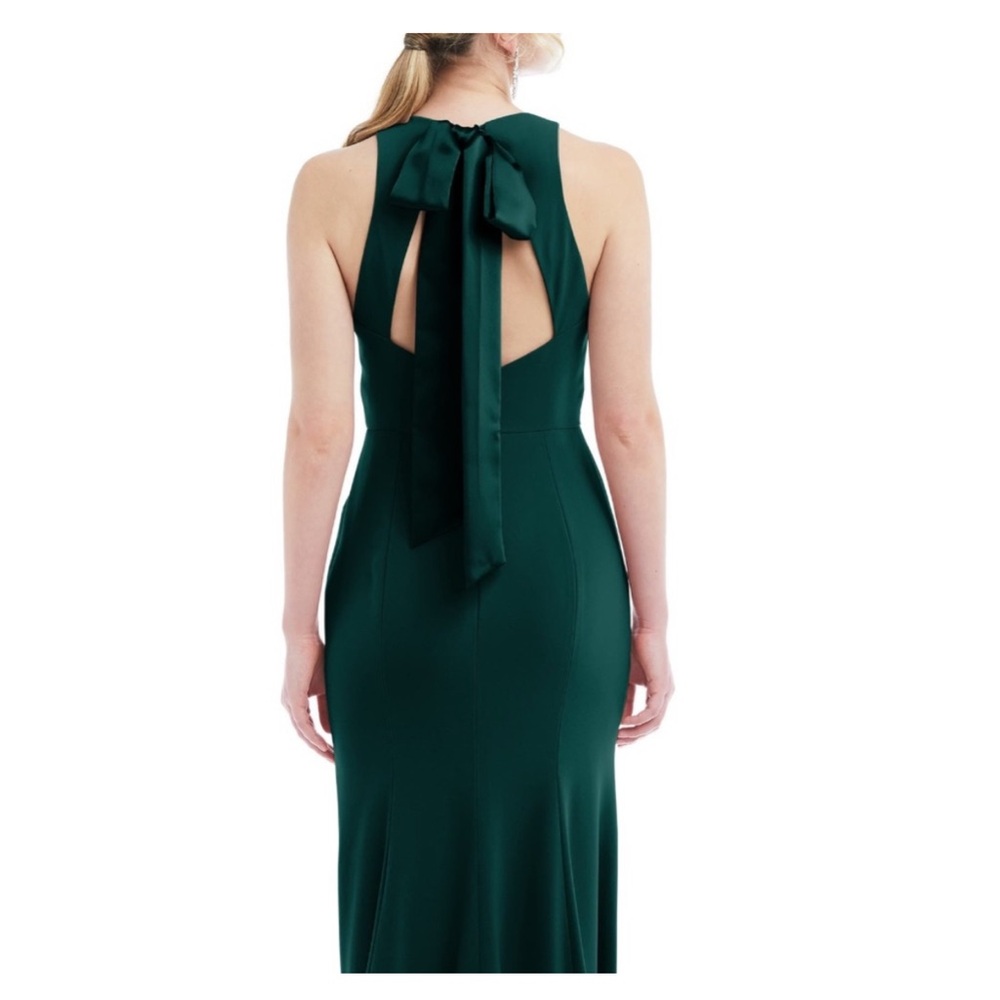 New Dessy Collection Evergreen Open Back Maxi Tie Back Dress Size 4 - Picture 3 of 5